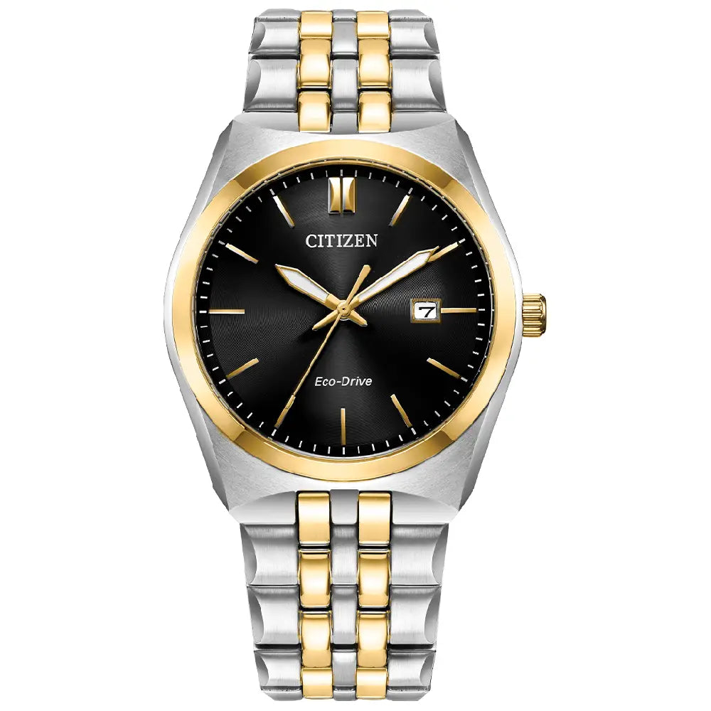 Citizen Corso Eco-Drive BM7334-58E men's watch black dial two-tone steel bracelet