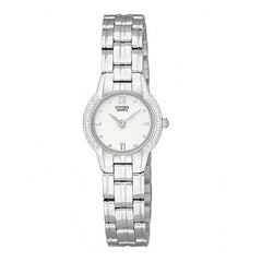 Citizen Quartz Analog EK1160-51A Petite Crystal Accents White Dial 21mm Stainless Steel Women's Watch