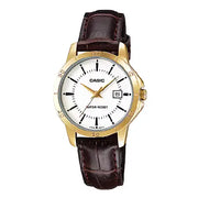Casio Standard Analog LTP-V004GL-7AUDF White Dial Leather Strap Women's Watch
