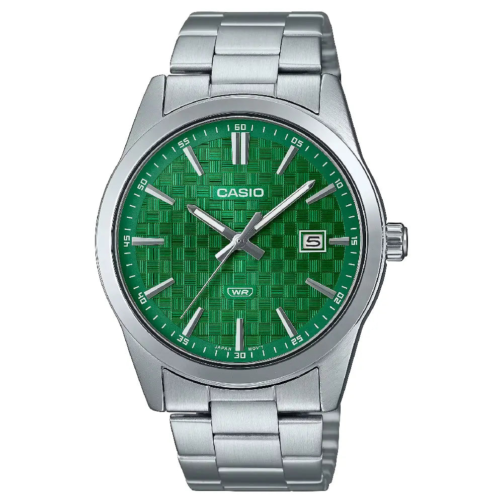 Casio Enticer MTP-VD03D-3A1UDF Date Analog Green Dial Stainless Steel Men's Watch