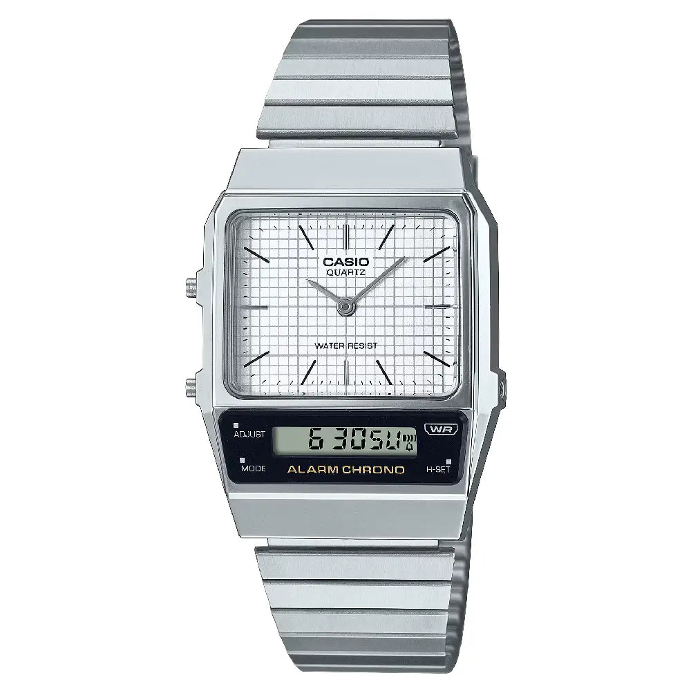 Casio Analog-Digital AQ-800E-7ADF White Dial Stainless Steel Unisex Watch