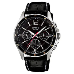Casio Collection Analog MTP-1374L-1AVDF Black Dial Leather Strap Men's Watch