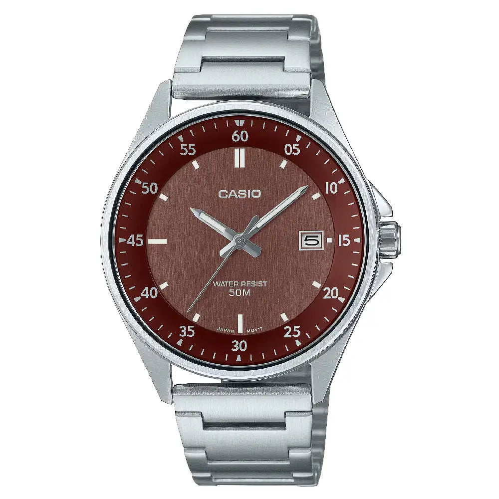 Casio Enticer MTP-E705D-5EVDF Date Analog Brown Dial Stainless Steel Men's Watch