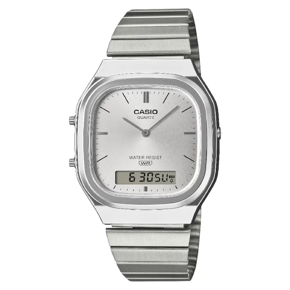Casio Analog-Digital Vintage AQ-240E-7ADF Silver Dial Stainless Steel Men's Watch