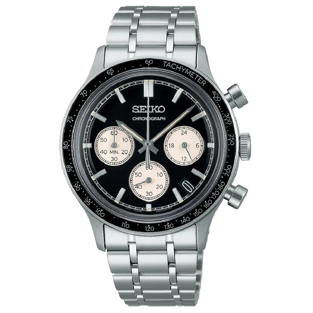 Seiko Essentials SSB479P1 Chronograph Quartz Black Dial Stainless Steel Men's Watch