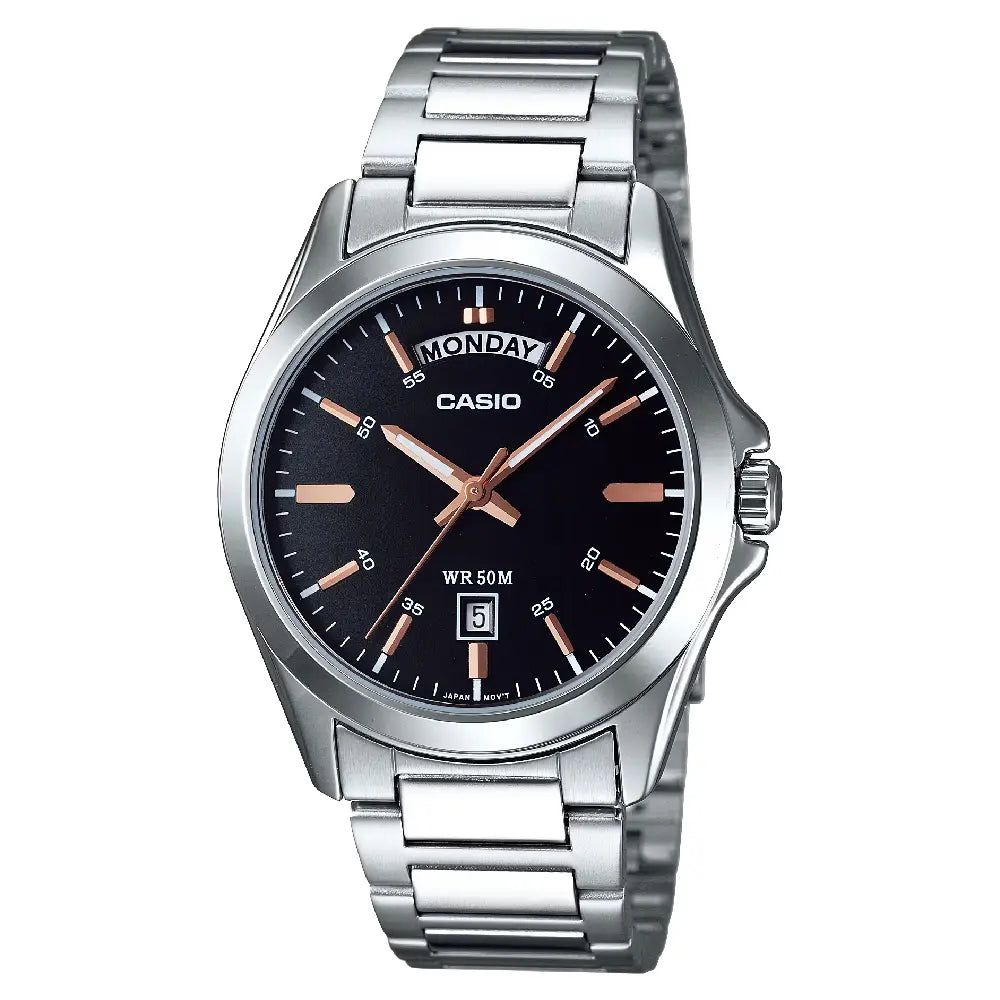 Casio Collection Analog MTP-1370D-1A2VDF Black Dial Stainless Steel Men's Watch
