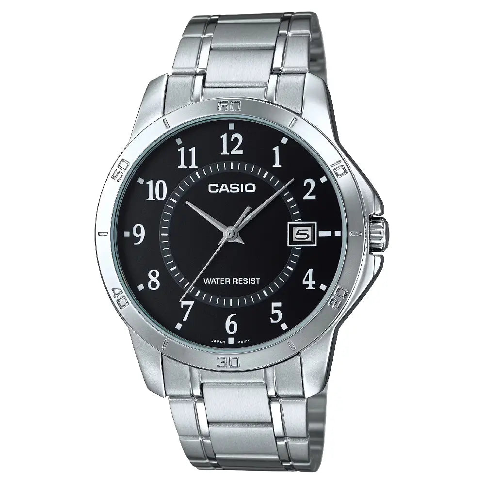 Casio Enticer MTP-V004D-1BUDF Date Analog Black Dial Stainless Steel Men's Watch