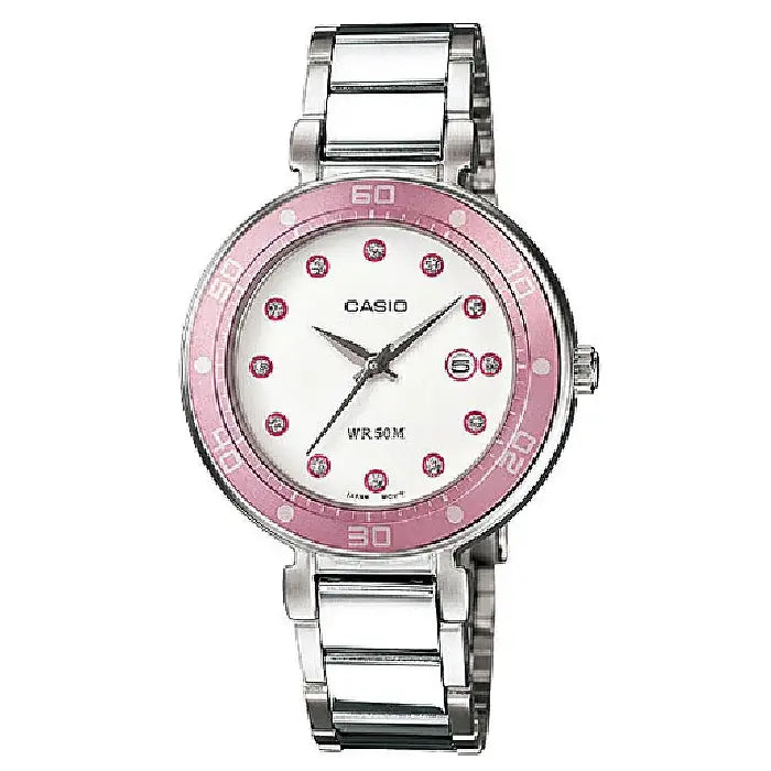Casio Enticer Ladies Analog LTP-1329-4EVDF White Dial Stainless Steel Women's Watch