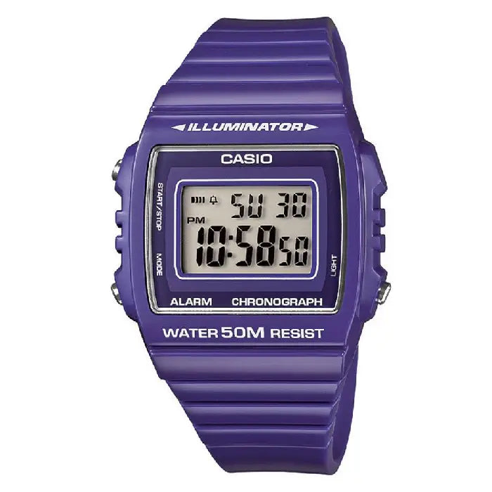 Casio Digital W-215H-6AVDF Purple Display Dial Resin Strap Women's Watch
