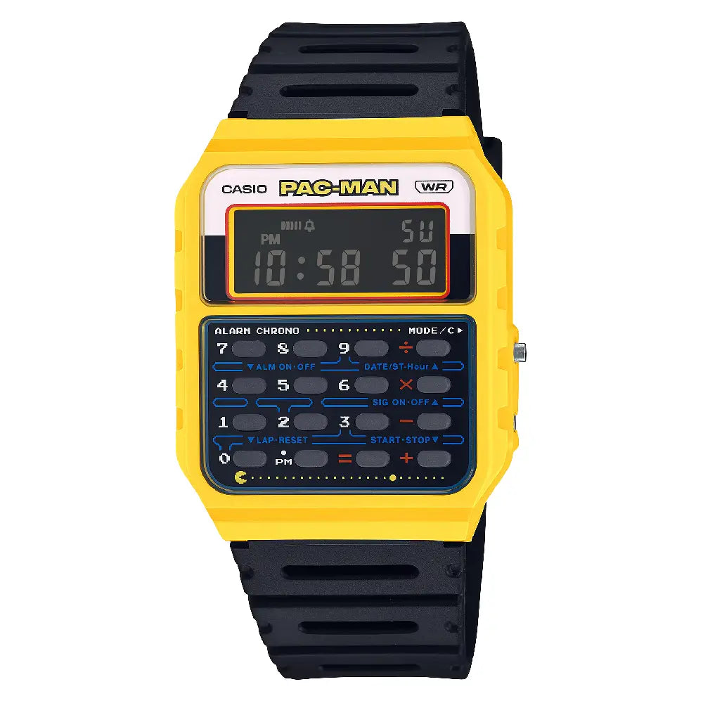 Casio Calculator CA-53WPC-1BDR Pac-Man Digital Black Dial Resin Strap Unisex Watch