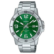 Casio Enticer MTP-VD01D-3BVUDF Date Analog Green Dial Stainless Steel Men's Watch