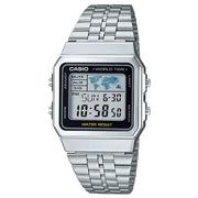 Casio Vintage Digital World Time A500WA-1DF Black Dial 34mm Stainless Steel Unisex Watch