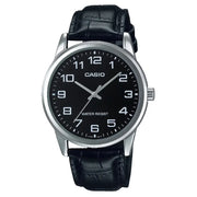 Casio Classic Analog MTP-V001L-1BUDF Black Dial 38mm Leather Strap Men's Watch