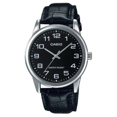 Casio Classic Analog MTP-V001L-1BUDF Black Dial 38mm Leather Strap Men's Watch