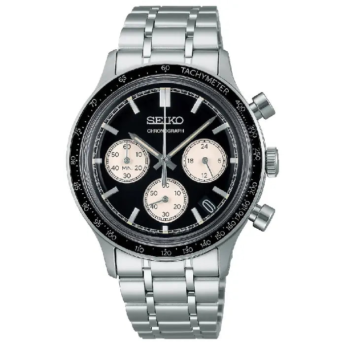Seiko Spirit Chronograph SBTR055 Black Dial 38mm Stainless Steel Men's Watch