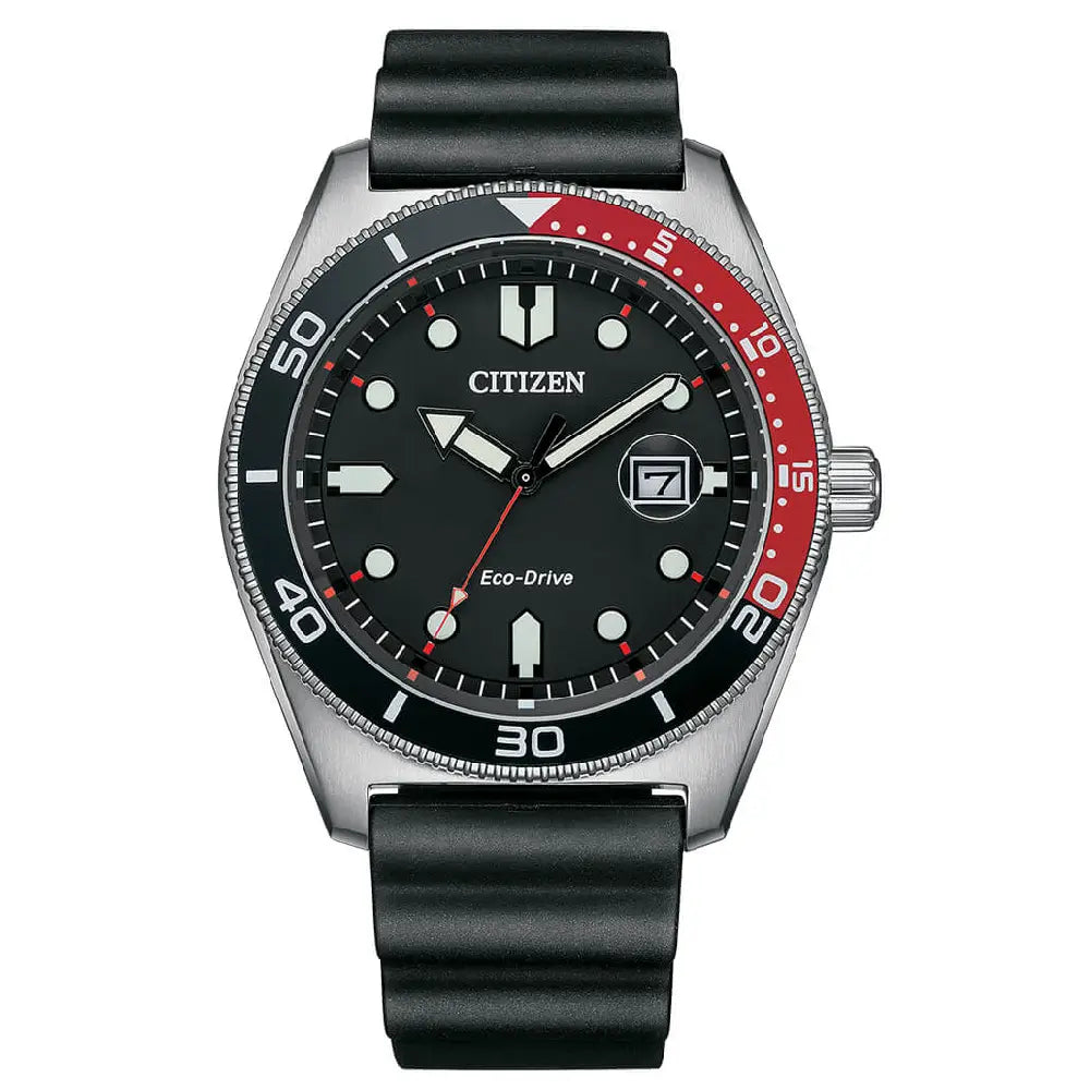Citizen Eco-Drive Sport "Coke Bezel" AW1769-10E Black Dial 43mm Rubber Strap Men's Watch