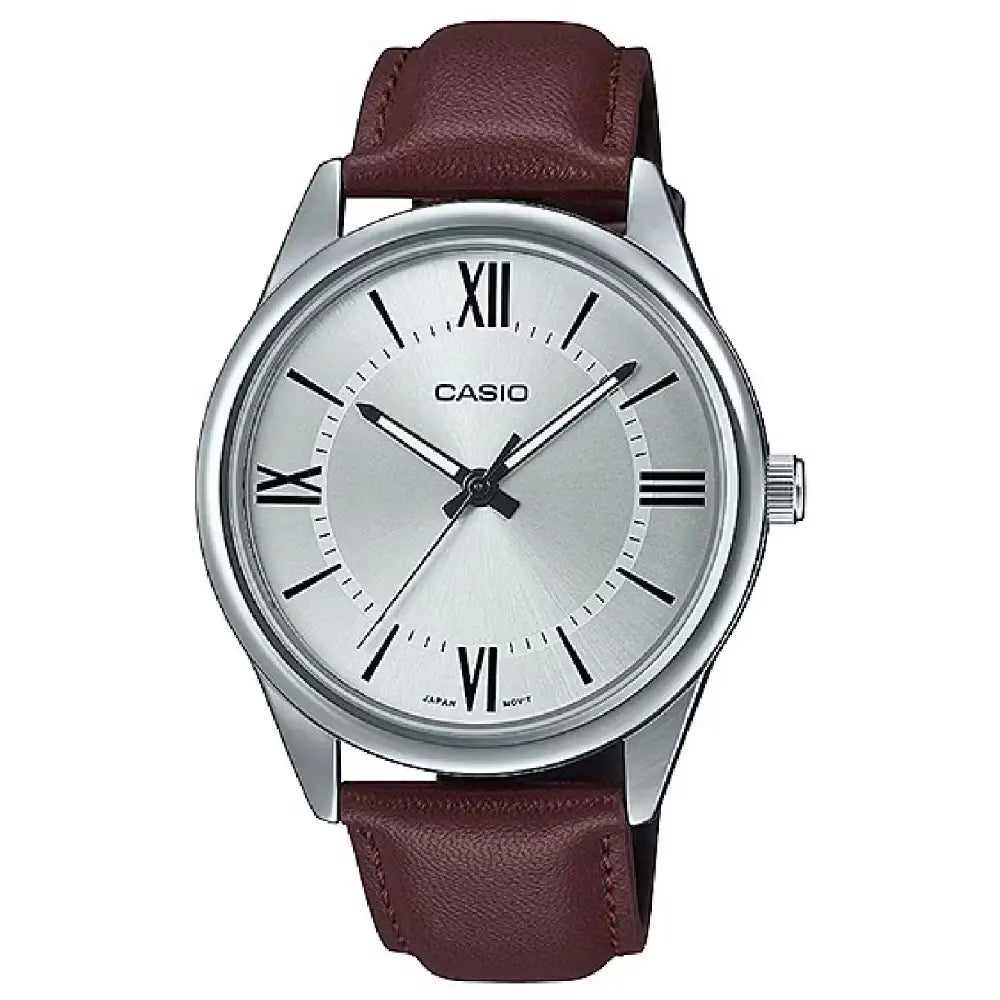 Casio Enticer MTP-V005L-7B5UDF Classic Analog Silver Dial Leather Strap Men's Watch