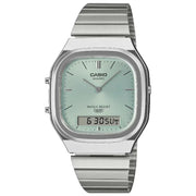 Casio Vintage Ana-Digi "Vintage Ana-Digi" 35.8mm AQ-240E-2A Light Blue Dial Stainless Steel Unisex Watch