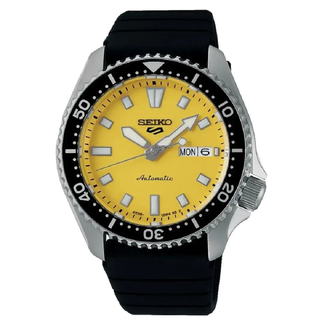 Seiko 5 Sports SKX Series SRPL87 Yellow Dial Rubber Strap Automatic Men's Watch