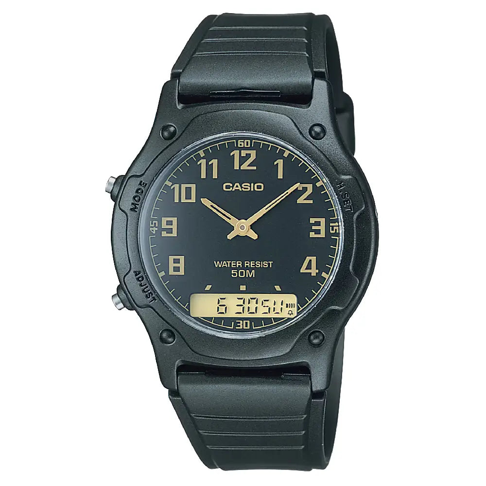 Casio Analog-Digital AW-49H-1BVDF Black Dial Resin Strap Unisex Watch