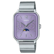 Casio Enticer MTP-M305D-6AVDF Multi-Hand Moon Phase Analog Purple Dial Stainless Steel Men's Watch