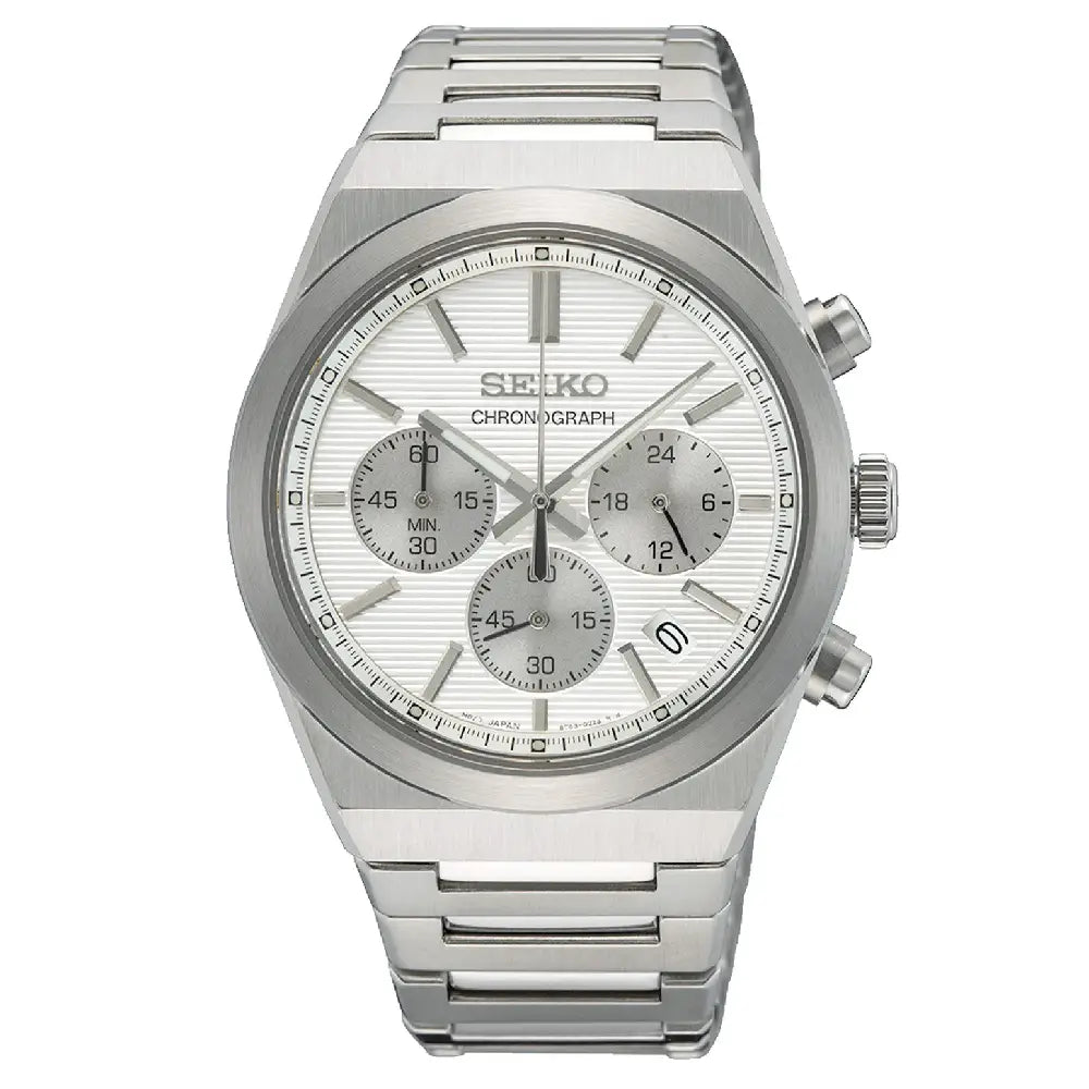 Seiko Classic SSB451P1 Chronograph Quartz White Dial 40mm Stainless Steel Men's Watch