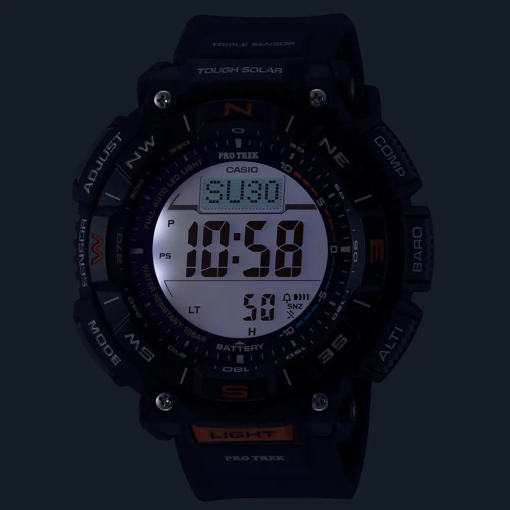 Casio ProTrek PRG-340-1DR Digital Tough Solar Triple Sensor Black Digital Dial 51.7mm Resin Strap Men's Watch