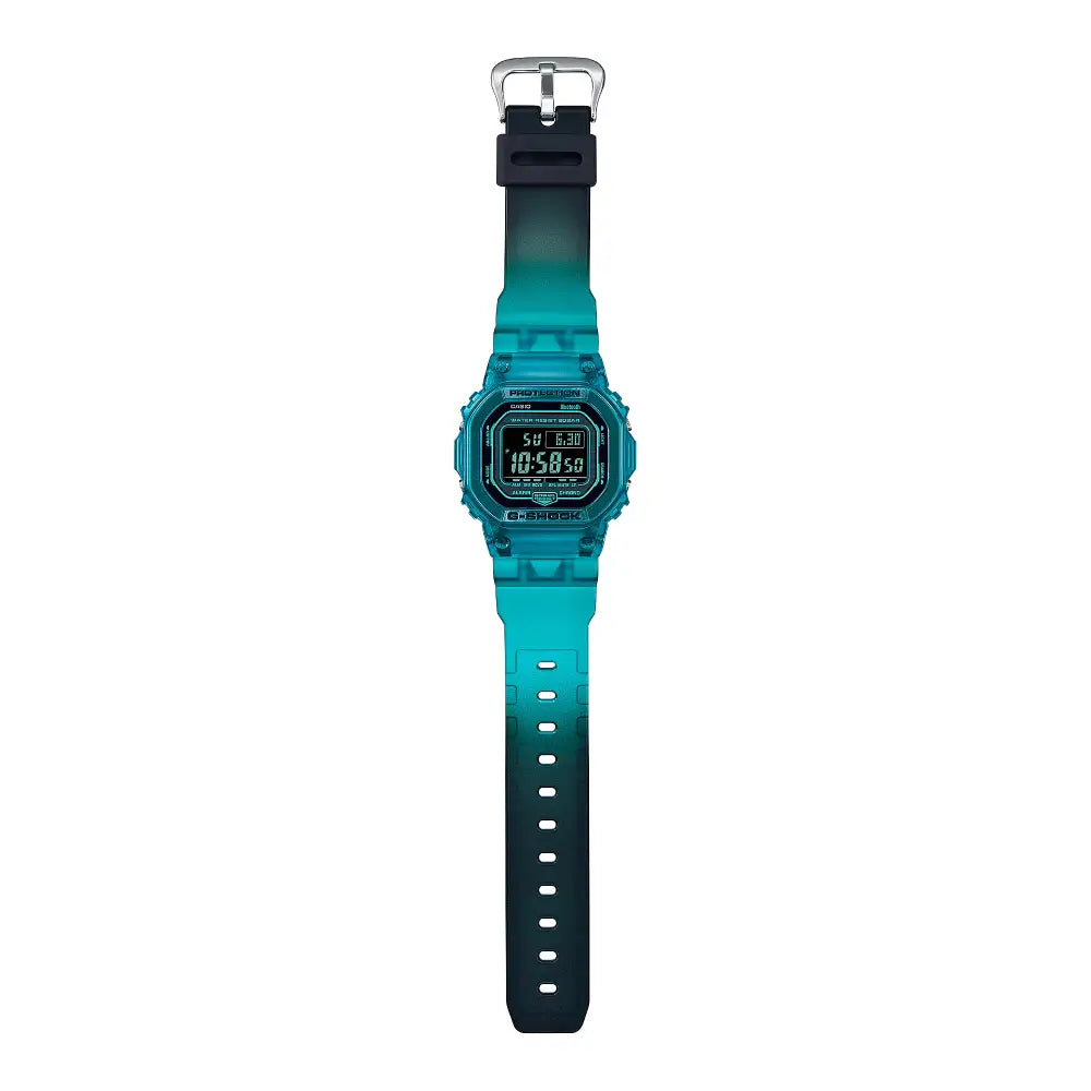Casio G-Shock DW-B5600G-2DR 43mm blue watch front angle