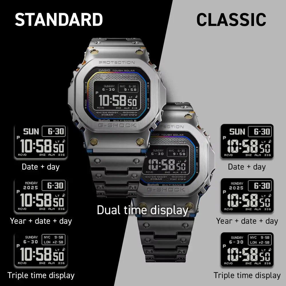 Casio G Shock GMW-B5000RC-1 stainless steel men’s watch close-up