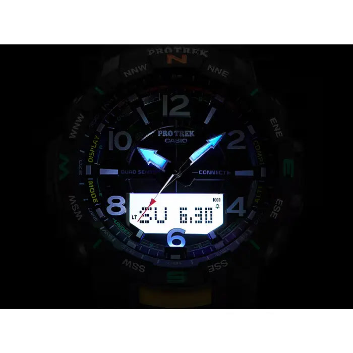 Casio Pro Trek Quad Sensor Analog Digital PRT-B50-1E Black Dial 50.8mm Resin Strap Men's Watch