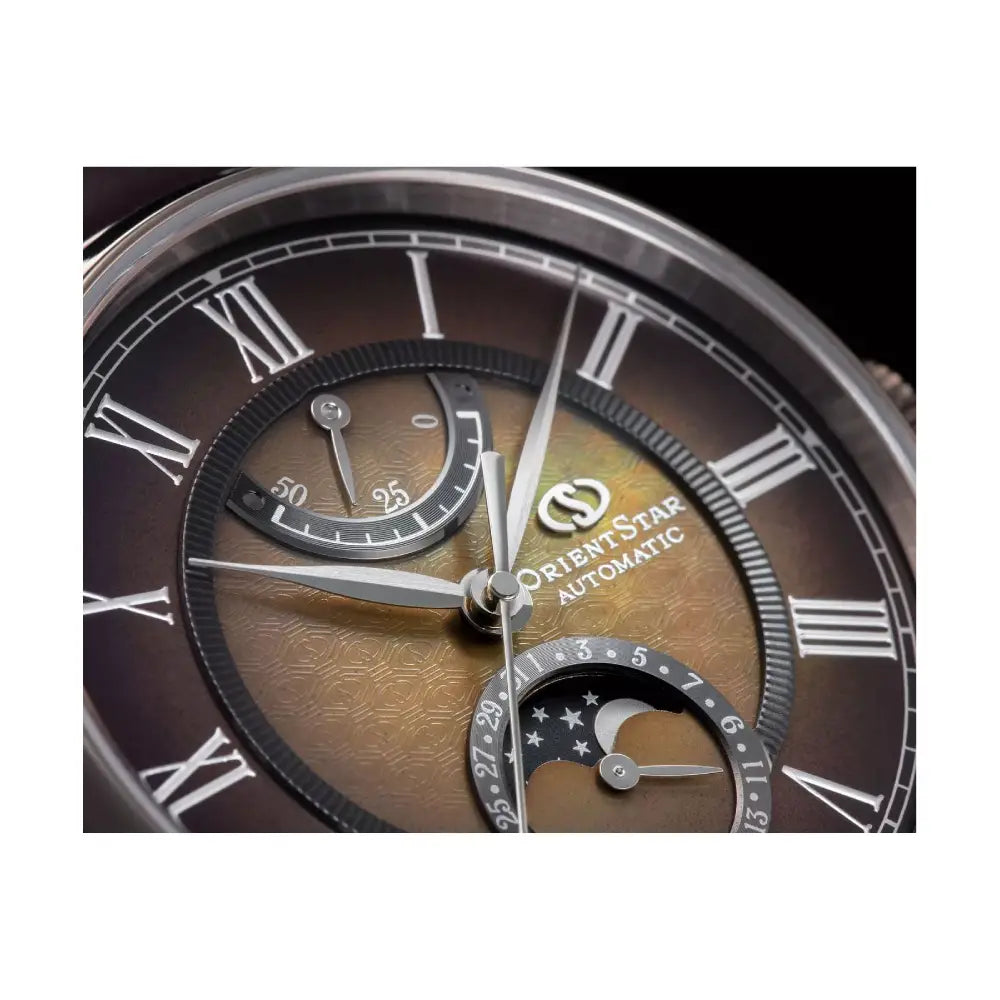 Orient Star RE-AY0121A00B Automatic Moon Phase Limited Edition (180 pieces worldwide) "Lake Tazawa" Mother-of-Pearl Dial 41mm Leather Strap Men's Watch