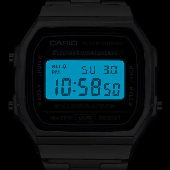 Casio Vintage Digital A168WA-1WDF Black Dial Stainless Steel Unisex Watch