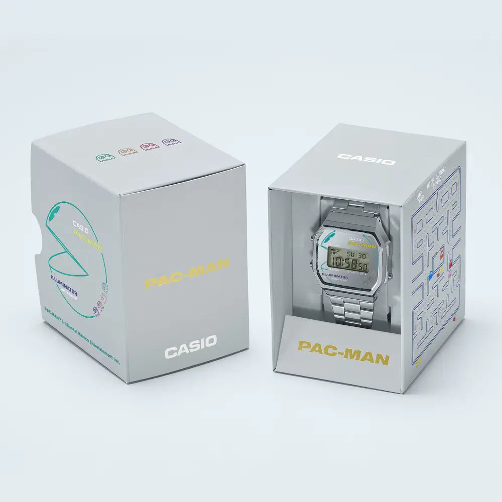 Casio Vintage Digital A168WEPC-7ADR PAC-MAN Graphics Dial Stainless Steel Unisex Watch