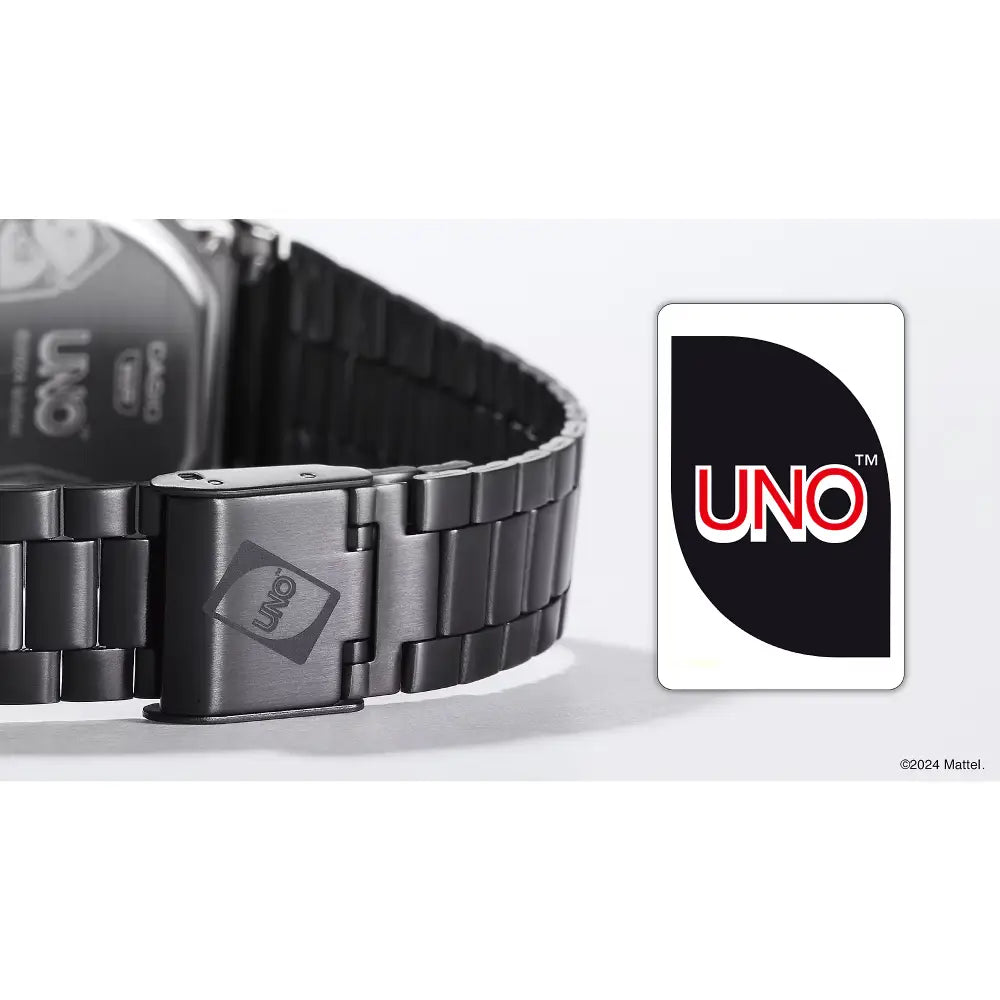 Casio Vintage Digital A168WEUC-1ADR Black with UNO Motif Dial Stainless Steel Unisex Watch