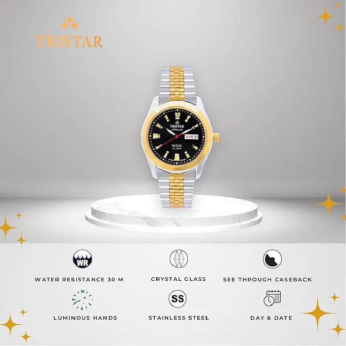 Tristar Automatic BA21BM2TM03 Black Dial Two-Tone Stainless Steel Men's Watch