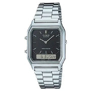 Casio Analog-Digital AQ-230A-1DMQ Black Dial Stainless Steel Unisex Watch