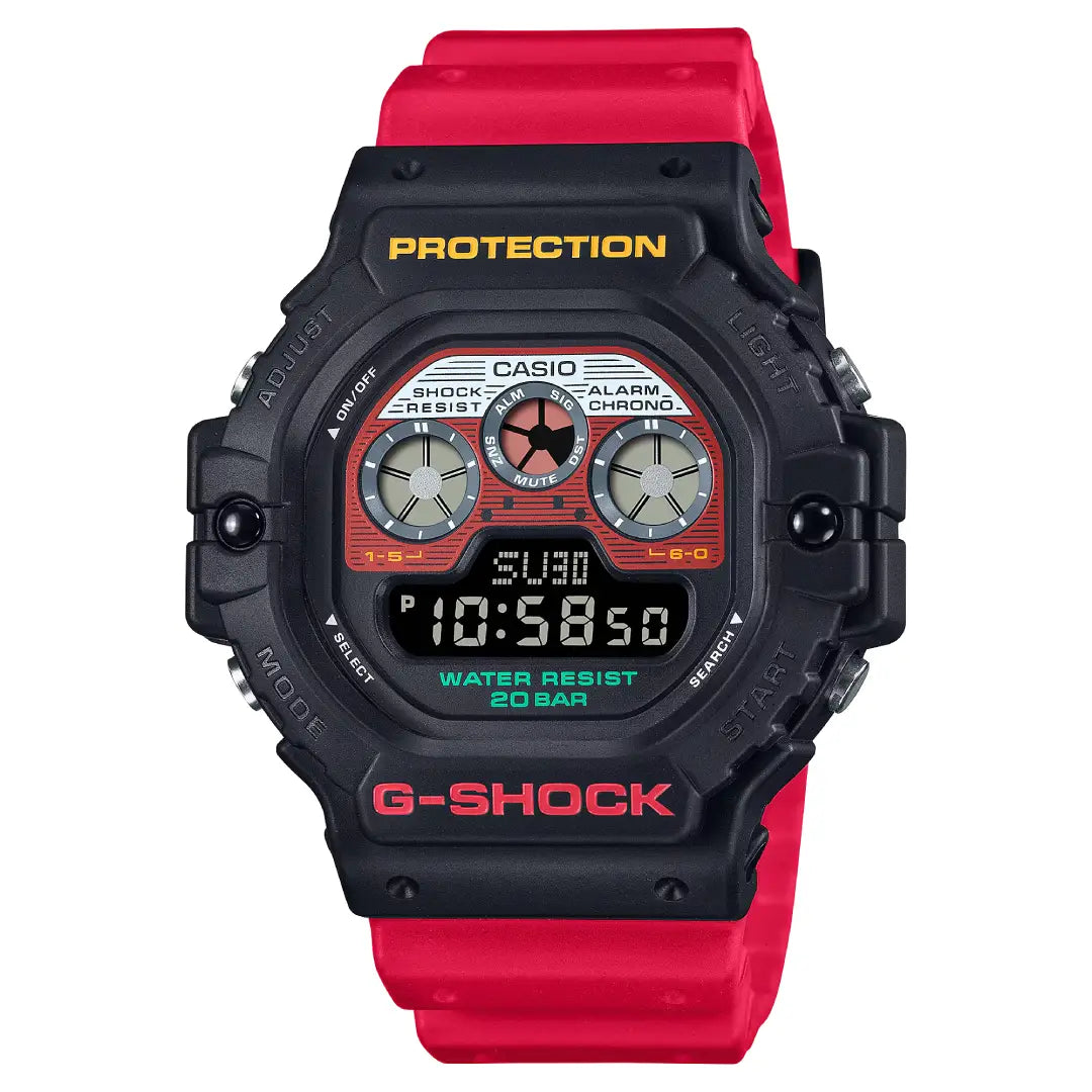 Casio G-Shock Digital DW-5900MT-1A4 "Mix Tape" Limited Edition Red Dial resin strap Men's Watch