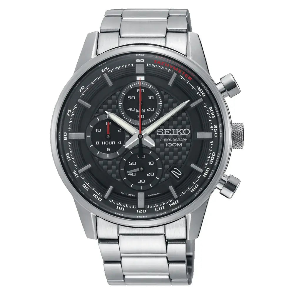 Seiko SSB313P1 Neo Sports carbon pattern black dial stainless steel men’s watch
