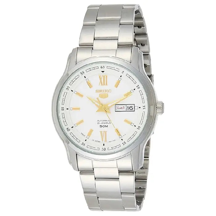 Seiko 5 Classic Automatic SNKP15J1 White Dial 42mm Stainless Steel Men's Watch