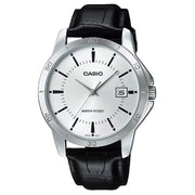 Casio Enticer MTP-V004L-7AUDF Date Analog Silver Dial Leather Strap Men's Watch