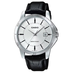Casio Enticer MTP-V004L-7AUDF Date Analog Silver Dial Leather Strap Men's Watch