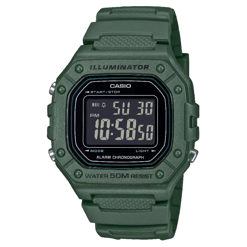 Casio Digital W-218H-3BVDF Black Display Dial Resin Strap Men's Watch