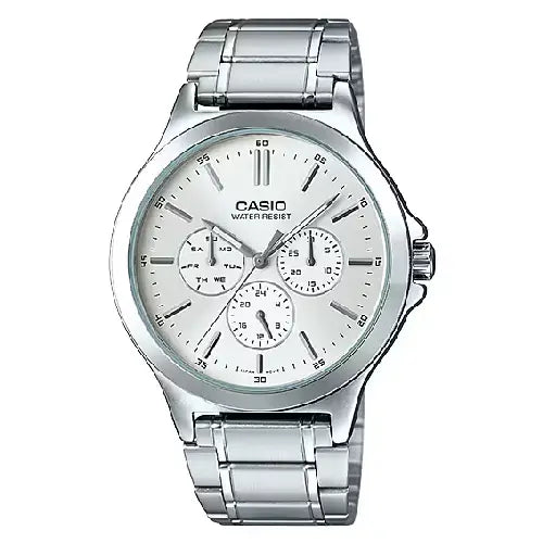 Casio Enticer MTP-V300D-7AUDF Multi Hand Analog Silver Dial Stainless Steel Men's Watch