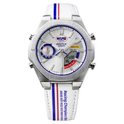 Casio Edifice Limited Edition "NISMO Heritage" ECB-S10NIS-7 Analog-Digital Bluetooth White Dial 43mm Leather Strap Men's Watch