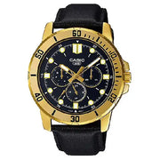 Casio Enticer MTP-VD300GL-1EUDF Multifunction Black Dial Leather Strap Men's Watch