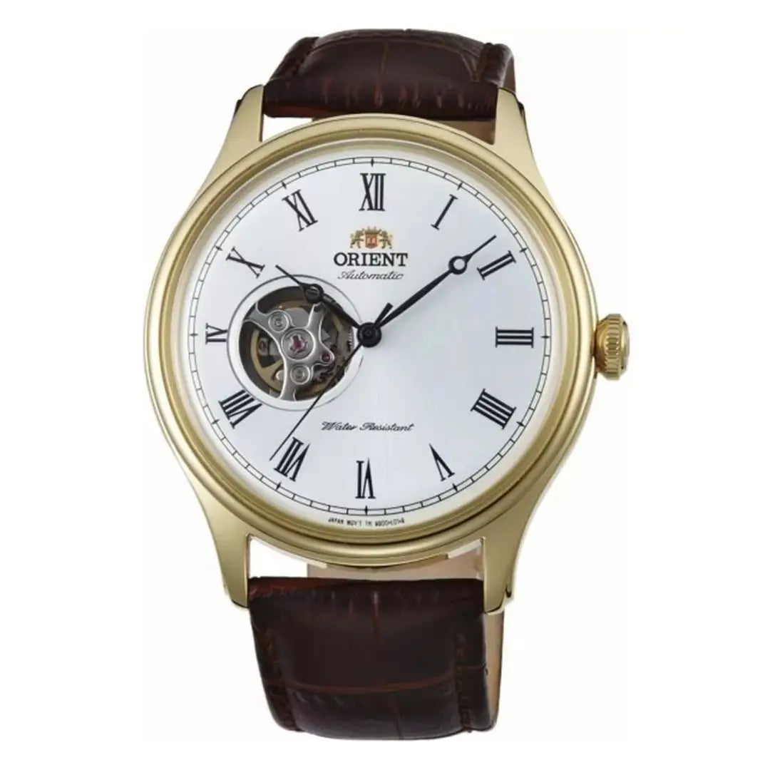Orient Open Heart TAG00002W0 White Dial  Leather Strap Men's Watch