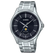Casio Enticer MTP-M100D-1AVDF Moon Phase Analog Black Dial Stainless Steel Men's Watch