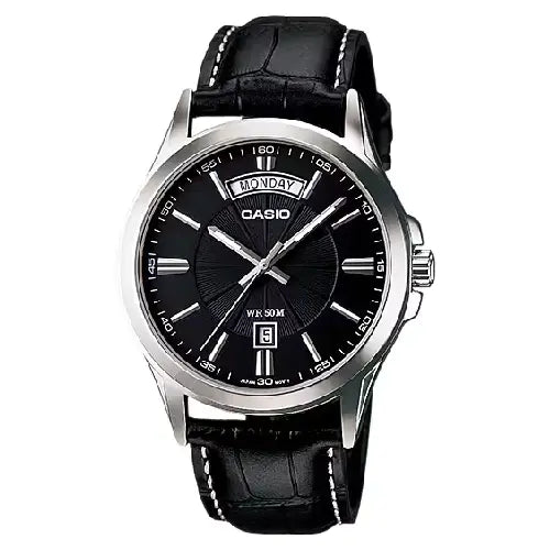 Casio Collection Analog MTP-1381L-1AVDF Black Dial Leather Strap Men's Watch