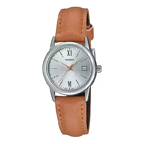 Casio Enticer Ladies Analog LTP-V002L-7B3UDF Silver Dial Leather Strap Women's Watch