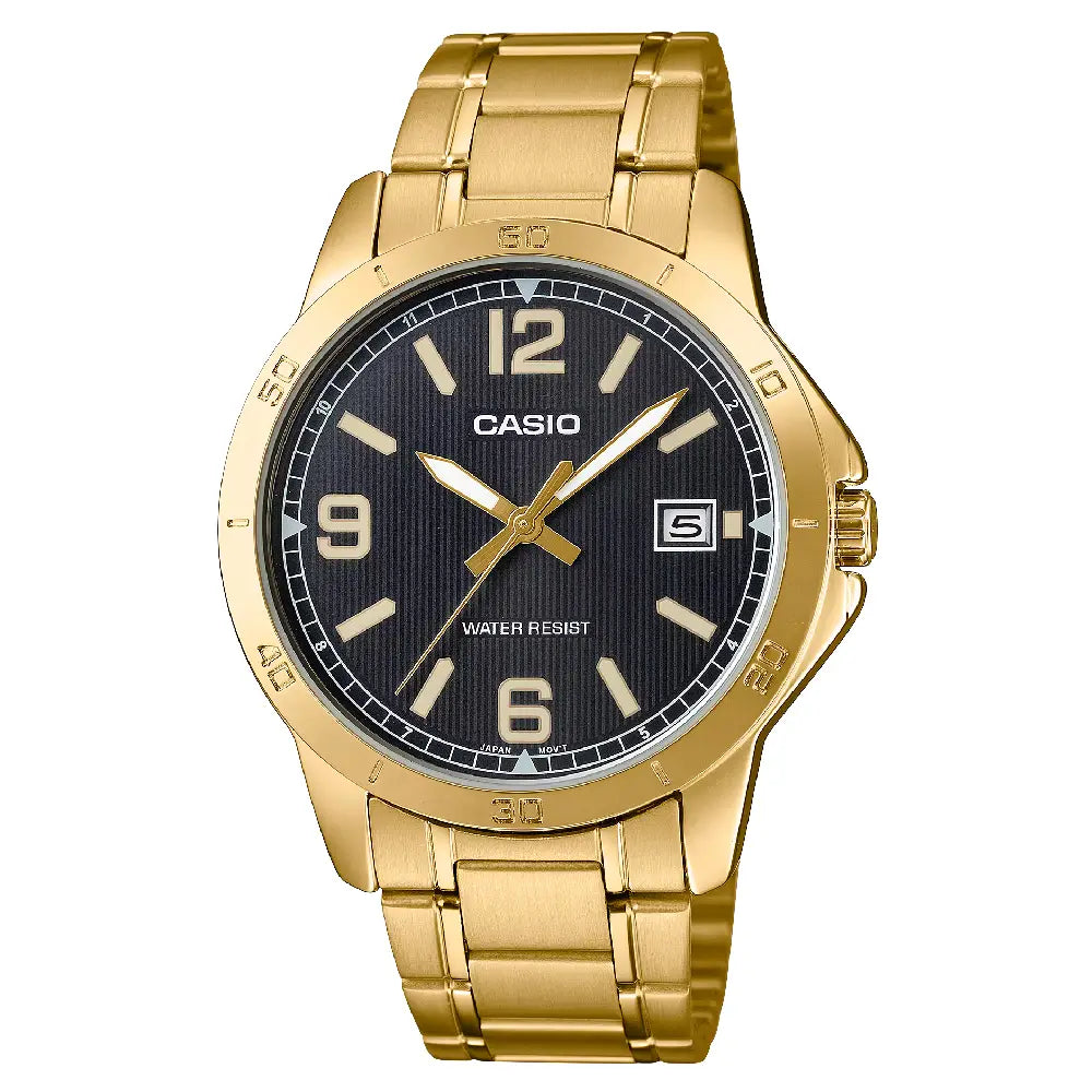 Casio Enticer MTP-V004G-1BUDF Date Analog Black Dial Stainless Steel Men's Watch